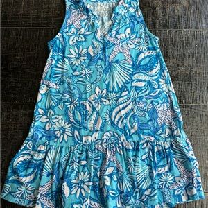 EUC Lilly Pulitzer Blue Floral Kids Dress Small 4-5